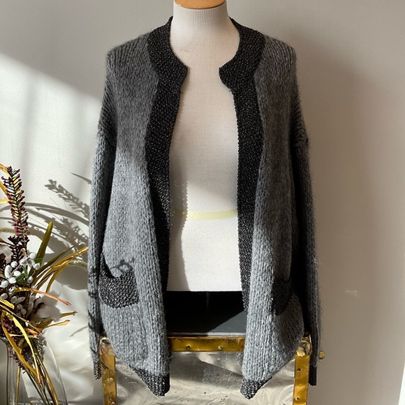 Essentiel Antwerp Grey and Black Cardigan - Picture 1 of 3